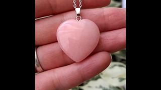 گردنبند سنگ رز کوارتز صورتی تراش قلب _ کد 400214