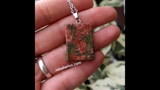 گردنبند سنگ اوناکیت اصل معدنی جواهرلوکس _ کد 400208 | Unakite stone pendant