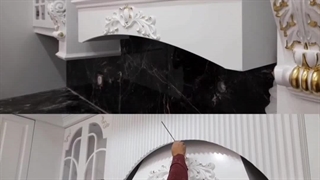 پتینه طلایی  رضایی بر روی پلی یورتان سفید کابینت آشپزخانه