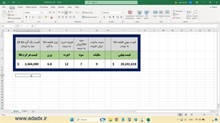 نرم افزار تعیین قیمت طلا با Excel قانون 1400