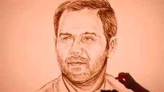 نقاشی با شن چهره شهید دکتر سعید کاظمی آشتیانی