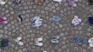 کفش‌های کودکانه به یاد کودکان شهید غزه